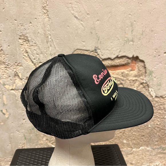 Vintage 90s NASCAR Ernie Irvan Black Puff Paint Graphic Black Snapback Hat OS - Picture 4 of 4